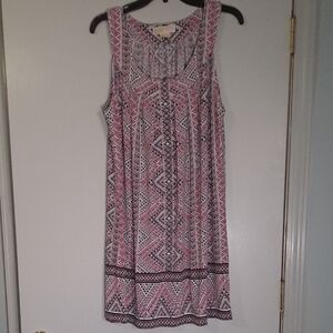 MICHAEL Michael Kors Pink and Black Geometric Midi Dress